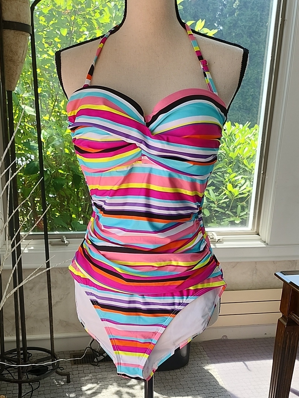 Striped Multicolor Womens One-Piece Swimsuit